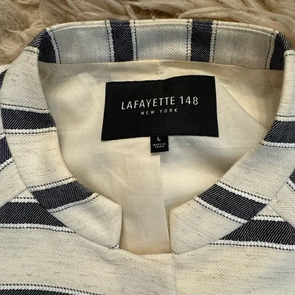 SALE! Lafayette 148 New York Striped Short Sleeve Jacket size Large - Picture 7 of 14